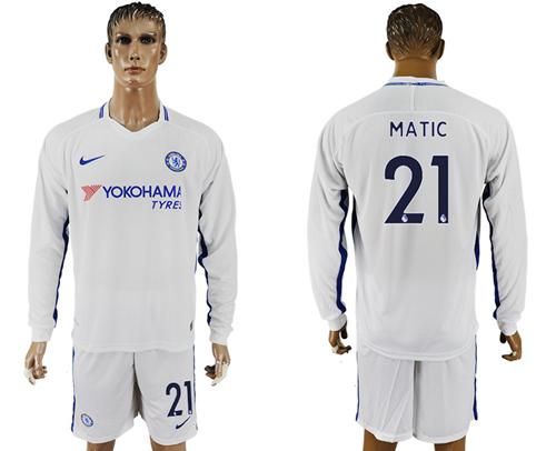 Chelsea #21 Matic Away Long Sleeves Soccer Club Jersey - Click Image to Close